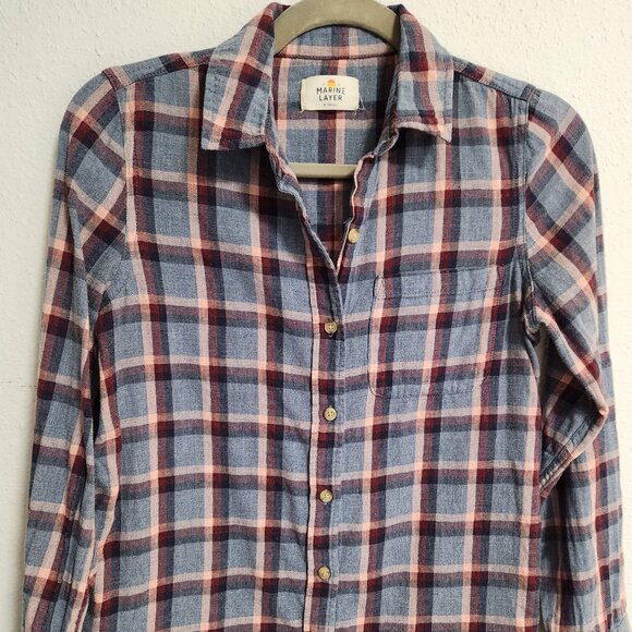 Marine Layer Plaid Button Down Shirt XS - Picture 1 of 6